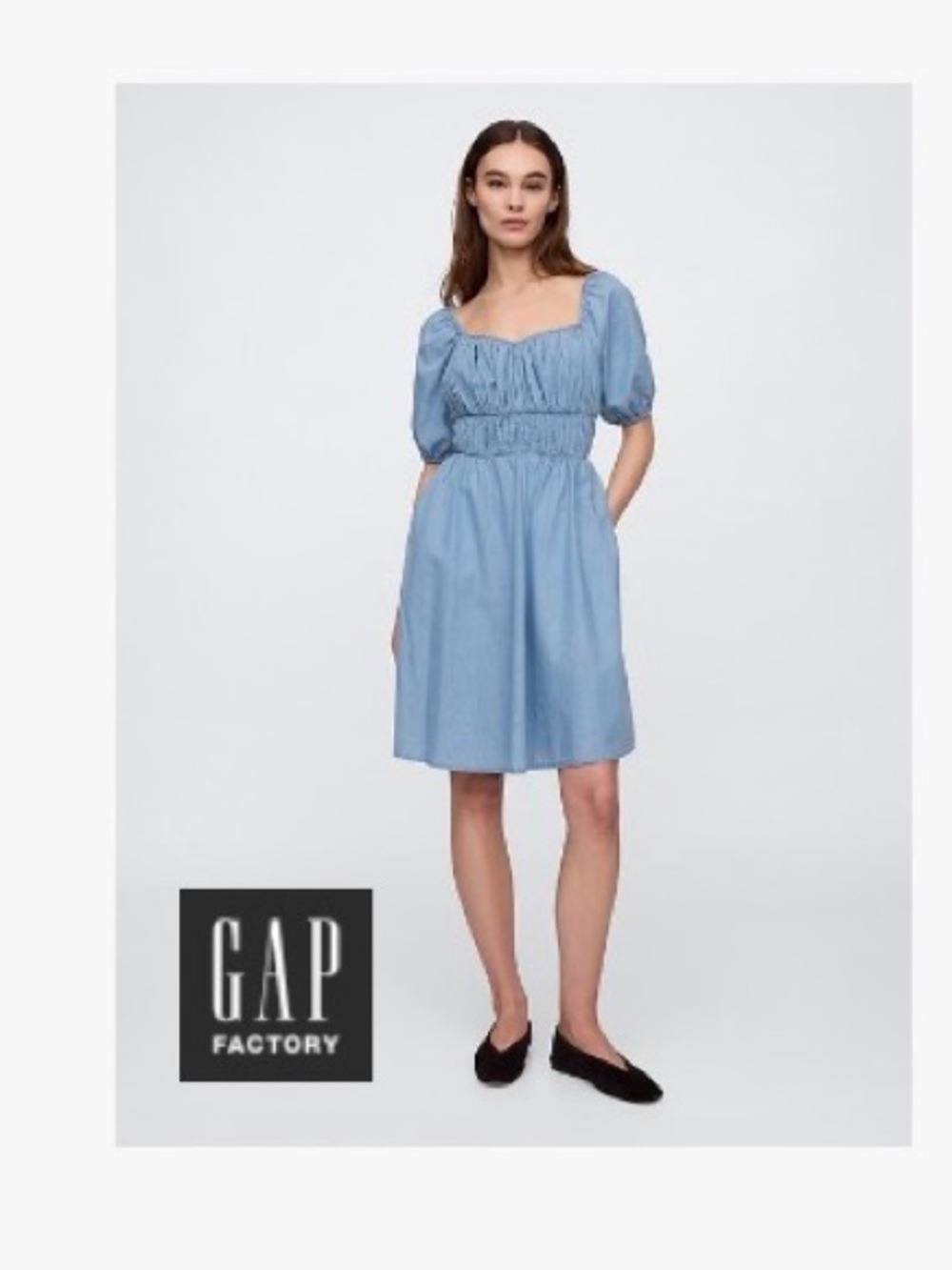 GAP Blue Short Puff Sleeve Mini Dress